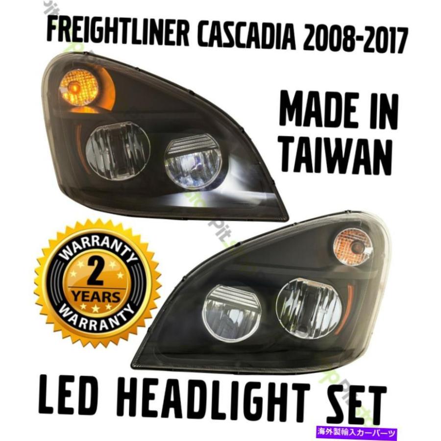 USヘッドライト 2008-2017 FreightLiner Cascadiaセットハロゲン転換LEDのための黒いヘッドライト Black Headlights for 2008-2017 FREIGHTLINER CASC