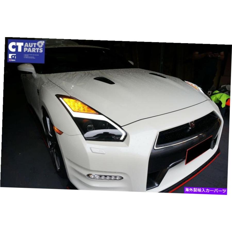 USヘッドライト 日産GTR R35 07-14のためのLED DRLプロジェクター動的シグナルヘッドライト LED DRL Projector Dynamic Signal Headlights for NISSAN｜windera｜03