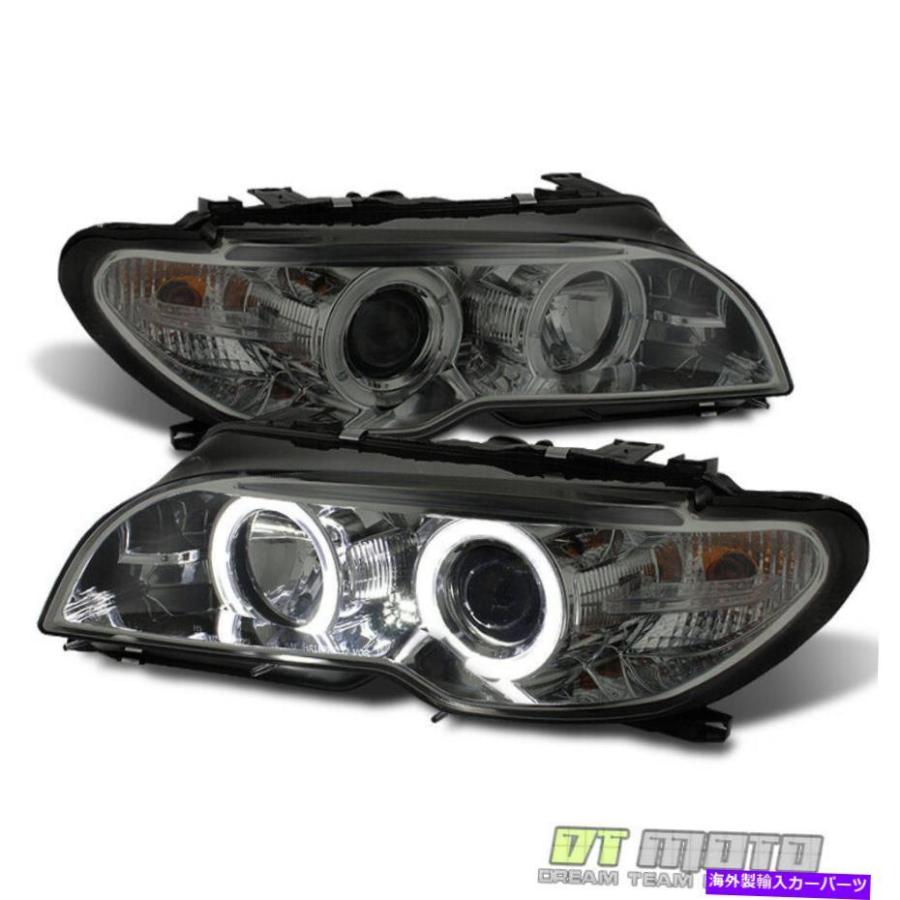 USヘッドライト スモーク2004-2006 BMW E46 3シリーズクーペLED Halo