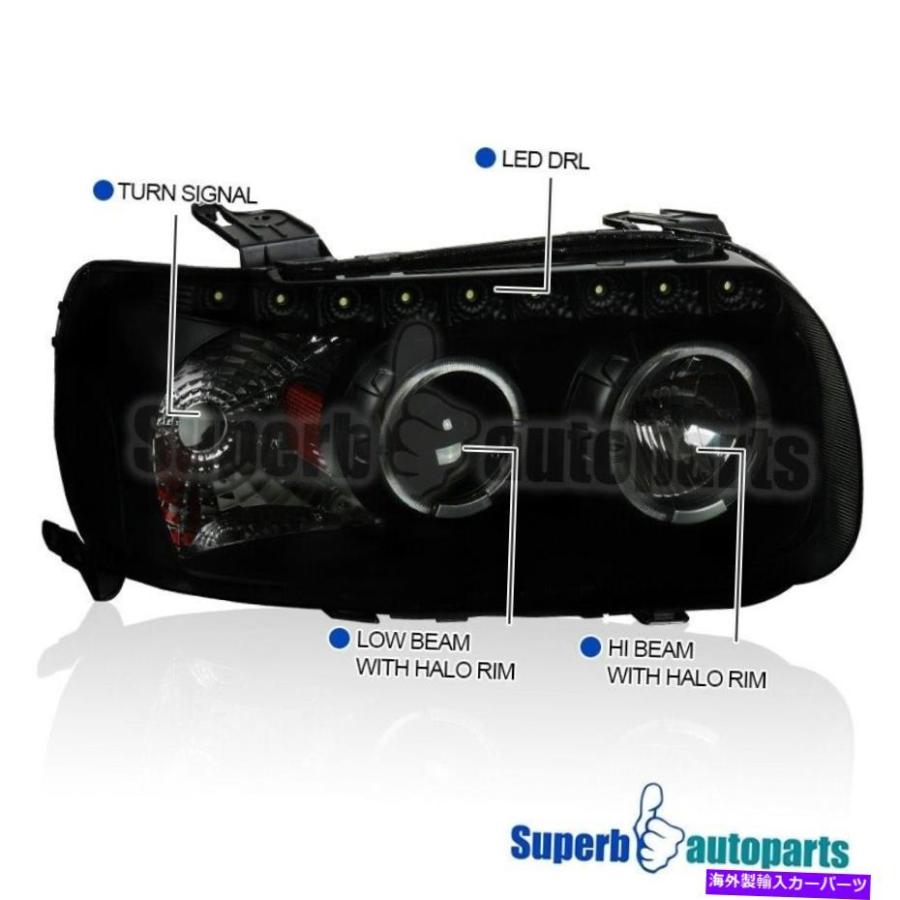 USヘッドライト 20052007フォードエスケープスモークデュアルハロープロジェクターヘッドライトブラックLEDストリップ For