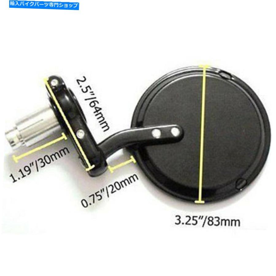 ハンドルグリップ ブラックオートバイ7/8 "バーリサイブミラー+カフェレーサーボバーのためのハンドグリップ Black Motorcycle 7/8" Bar Rearview Mir_2