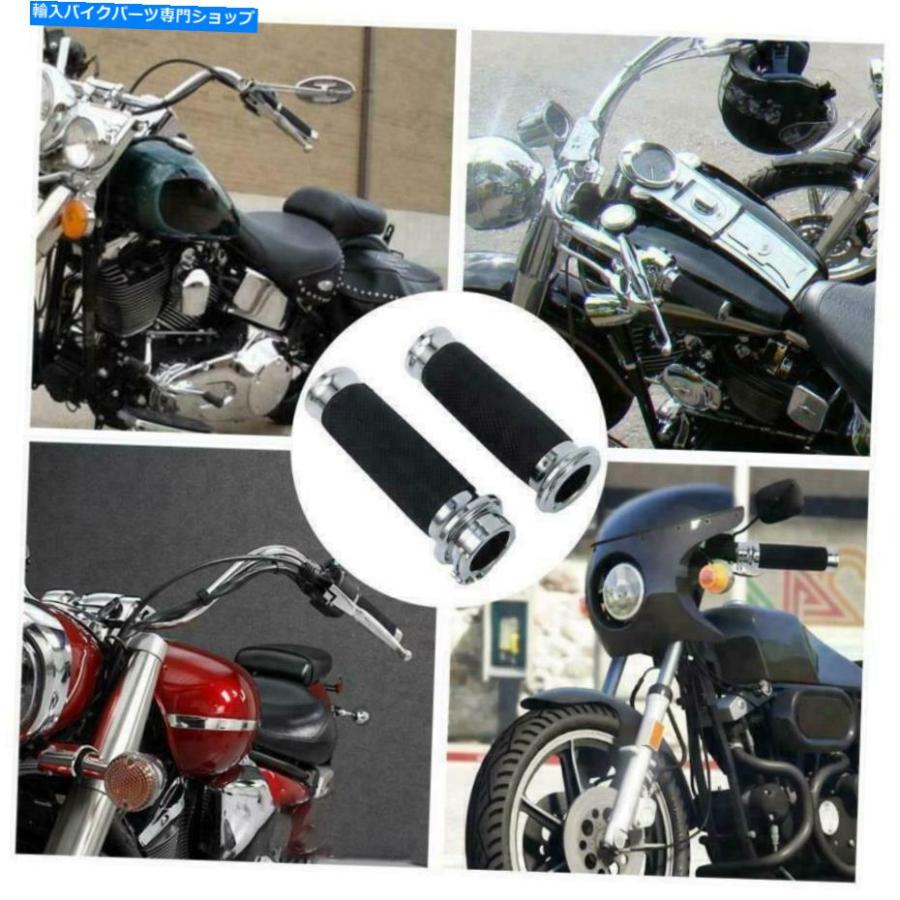ハンドルグリップ 1 \"オートバイブラックハンドルバーハンドグリップharley sportster xl883 xl1200 1\"" Motorcycle Black Handle Bar Hand Grips Fit"_1