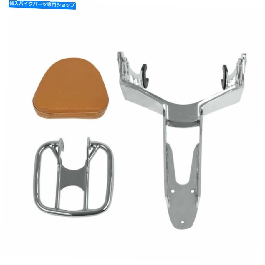 バックレスト バーラットの案内者6015-2020亜米利加の目的のChrome Sissy Bar Brown Backrest積貨委託貨物仕合わせ Chrome Sissy Bar Brown Backrest Luggage Rack
