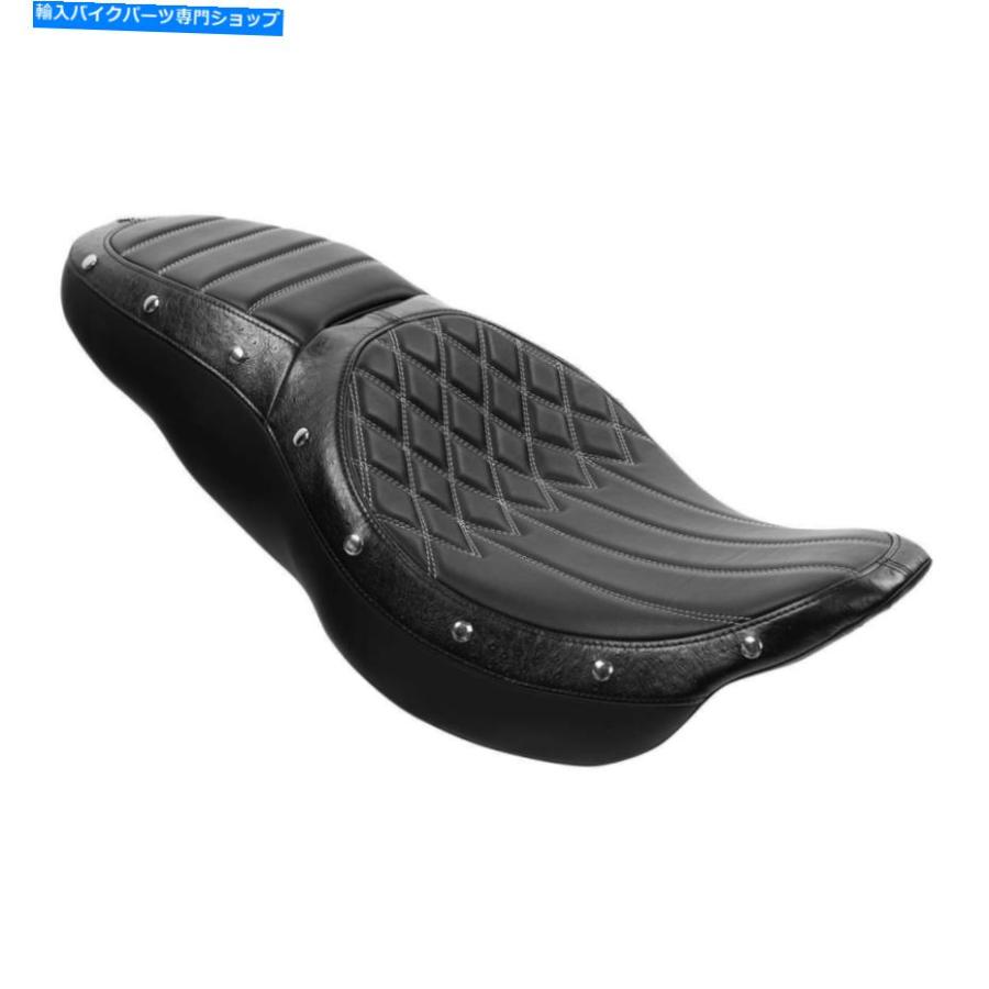 バックレスト ブラックドライバー＆助手席w /背もたれのフィットハーレーツーリングロードキング14-21 Black Driver \u0026 Passenger Seat w/ Backrest Fiの画像