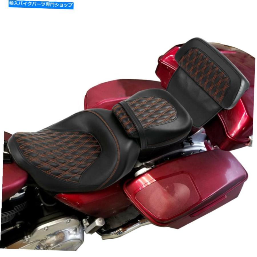 バックレスト ハーレーツーリングロードキング14-21 18 Driver Passenger Seat \u0026 Rear Backrest Fit For Harley Touring Road King 14-21 18の画像