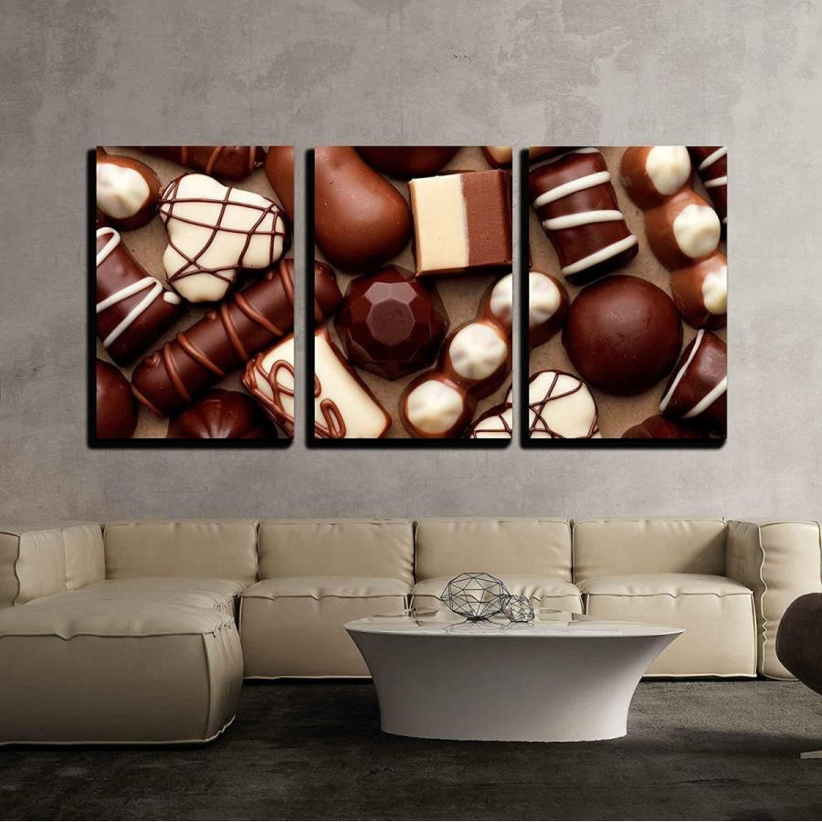 パネルアート Wall 26-Chocolate Sweets-キャンバス アート 壁装飾 - 16 インチx 24 インチx 3 パネル- show