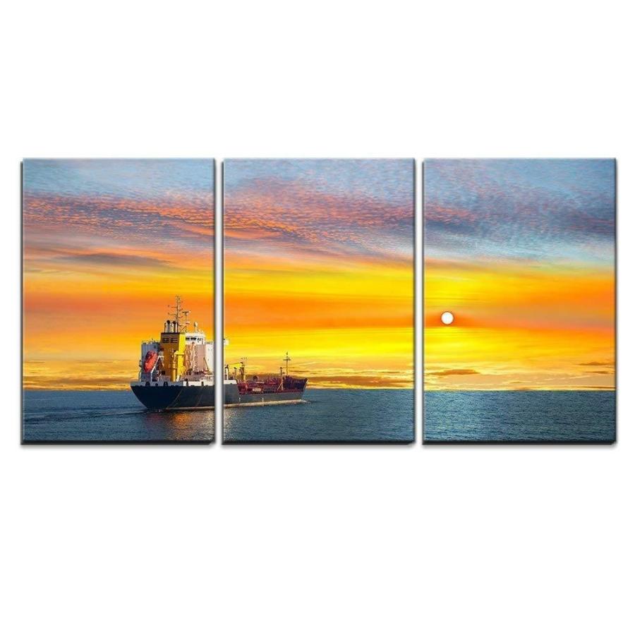 パネルアート 壁 26-寒い海でのタンカー船-CVS - 16 インチx 24 3