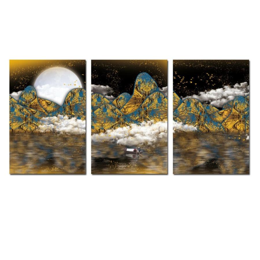 パネルアート Wall Art Modern Golden Abstract Landscape Painting Printed On Canvas
