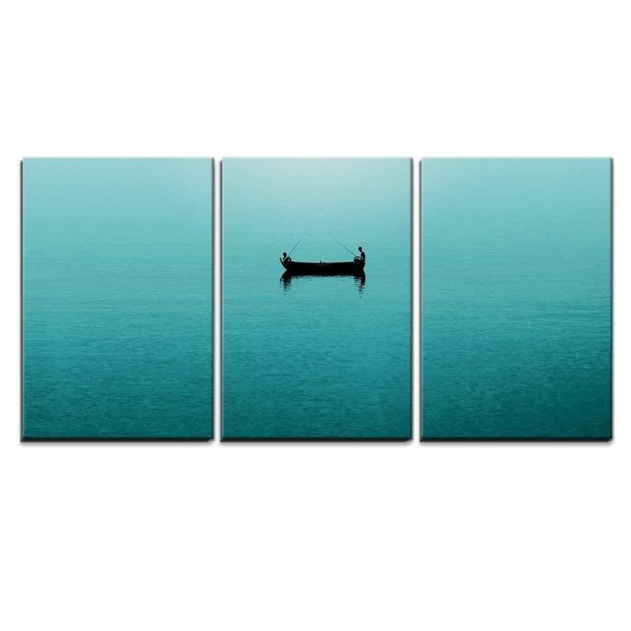パネルアート 壁 26-ブルー シーのボートで釣りをする 2 人-CVS - 16