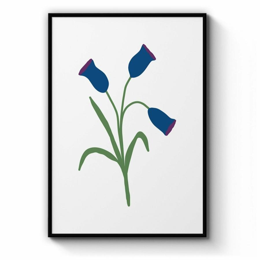 パネルアート Simple Flower Illustration Scandi Style Wall Art #26: Print， Canvas
