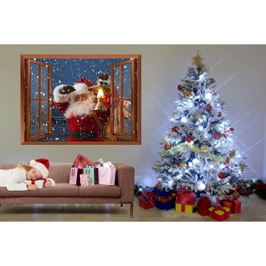 パネルアート クリスマス Eve -36 x 48 の窓の外にウォールムラル