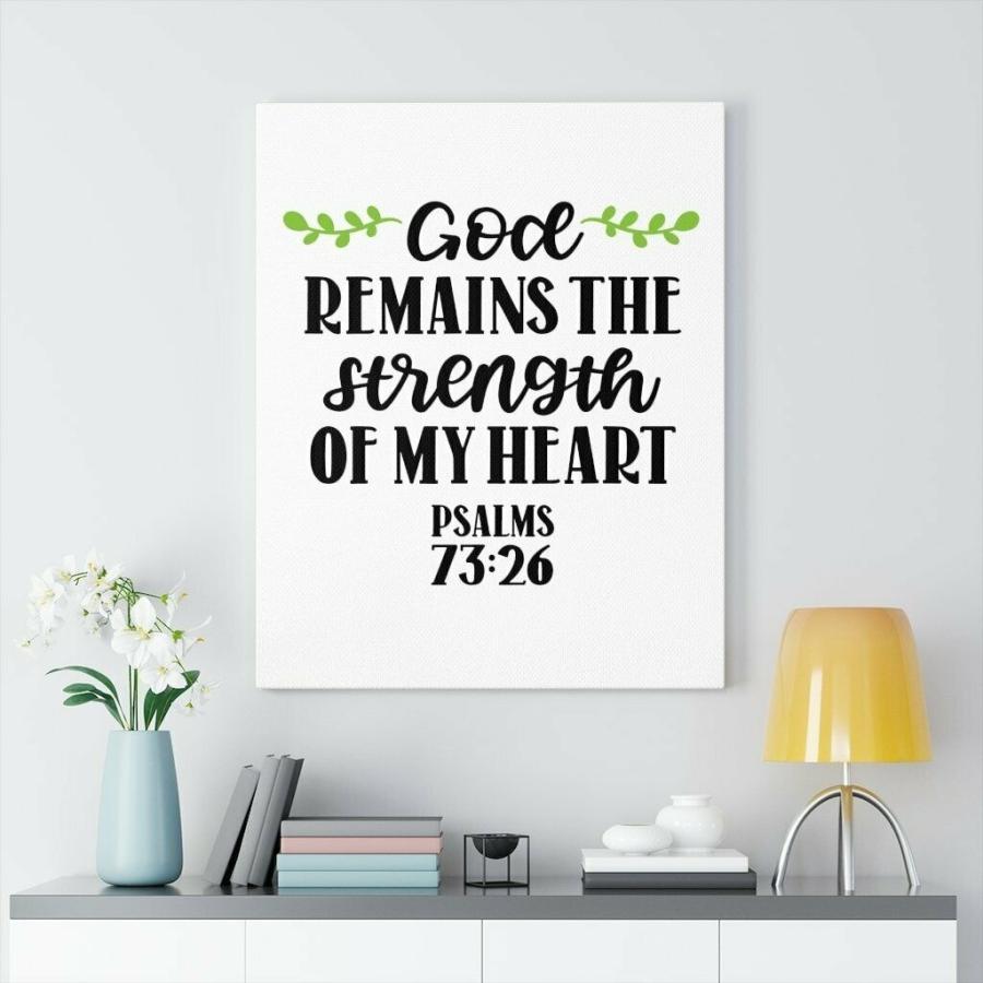 パネルアート Scripture Canvas Strength Of My Heart Psalms 73:26 Christian Wall Arの画像