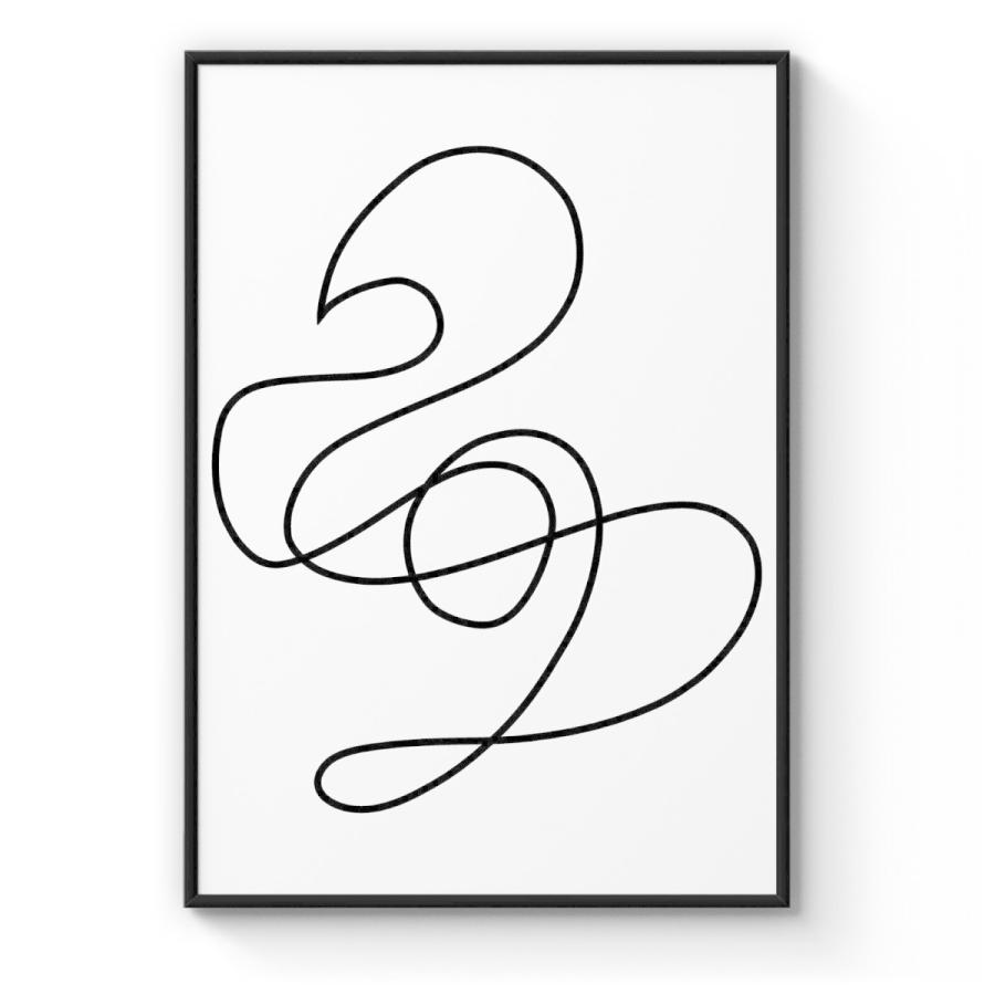パネルアート Minimal Abstract Line Drawing Wall Art #26: Print， Canvas or Framed