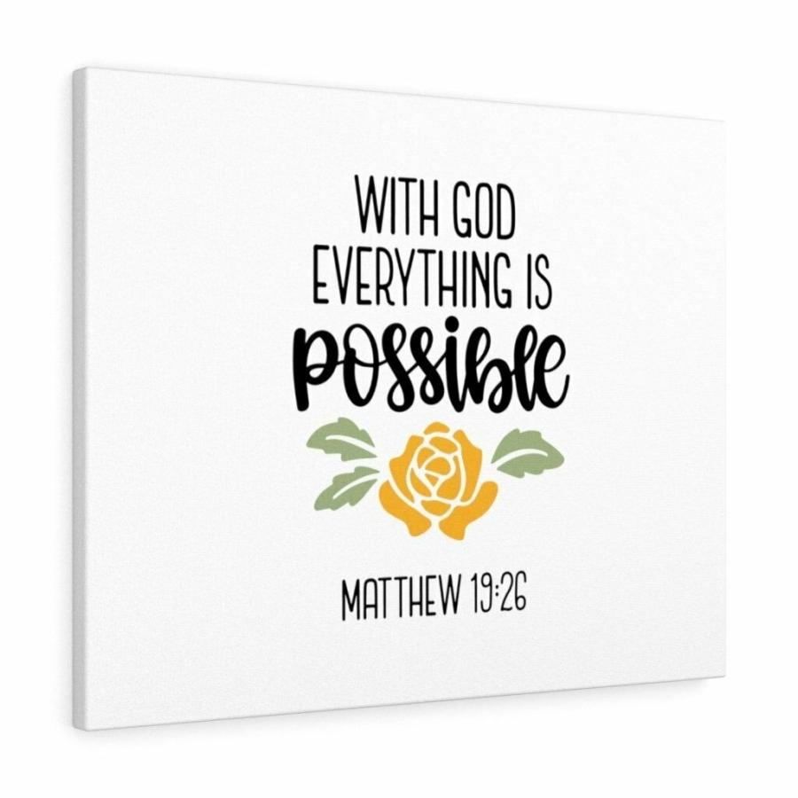 パネルアート Scripture Canvas Possible Matthew 19:26 Christian Wall Art Bible Ver