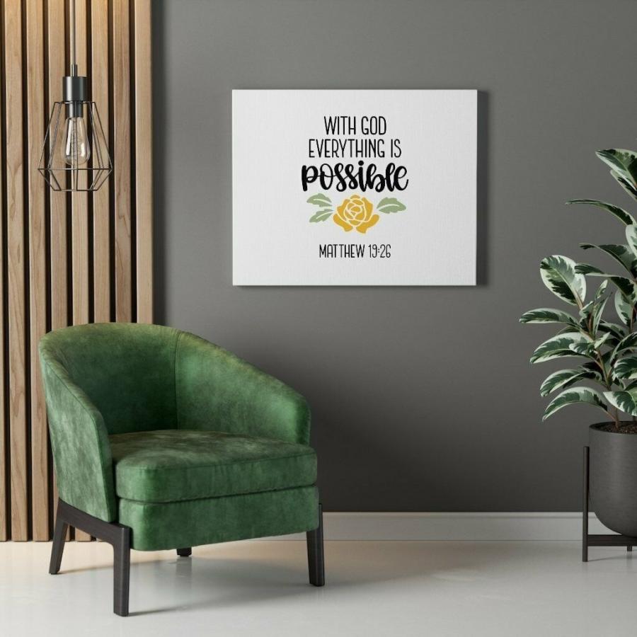 パネルアート Scripture Canvas Possible Matthew 19:26 Christian Wall Art Bible Verの画像