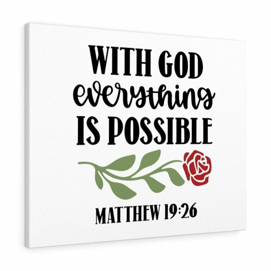 パネルアート Scripture Canvas Everything Is Possible Matthew 19:26 Christian Wall