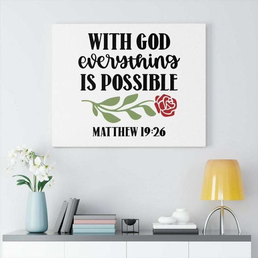 パネルアート Scripture Canvas Everything Is Possible Matthew 19:26 Christian Wallの画像
