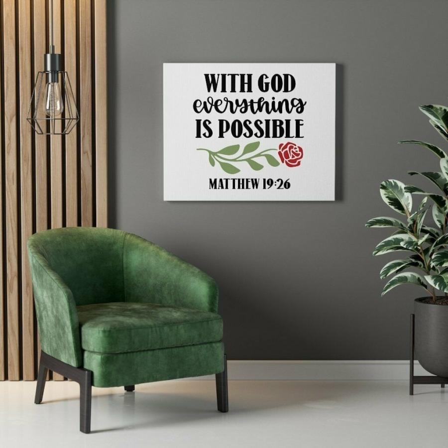パネルアート Scripture Canvas Everything Is Possible Matthew 19:26 Christian Wallの画像