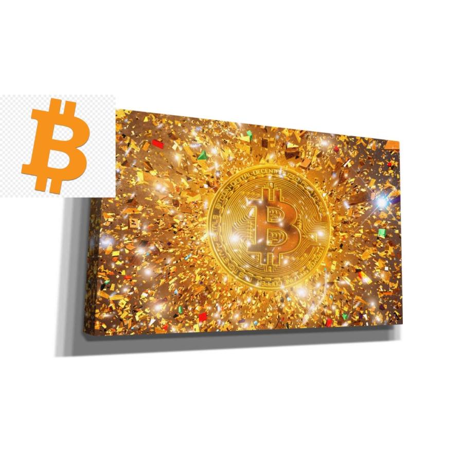 パネルアート Epic Graffiti 'Bitcoin Gilt ' 、 キャンバスウォールアート 、 40 インチx 26 インチ- showの画像