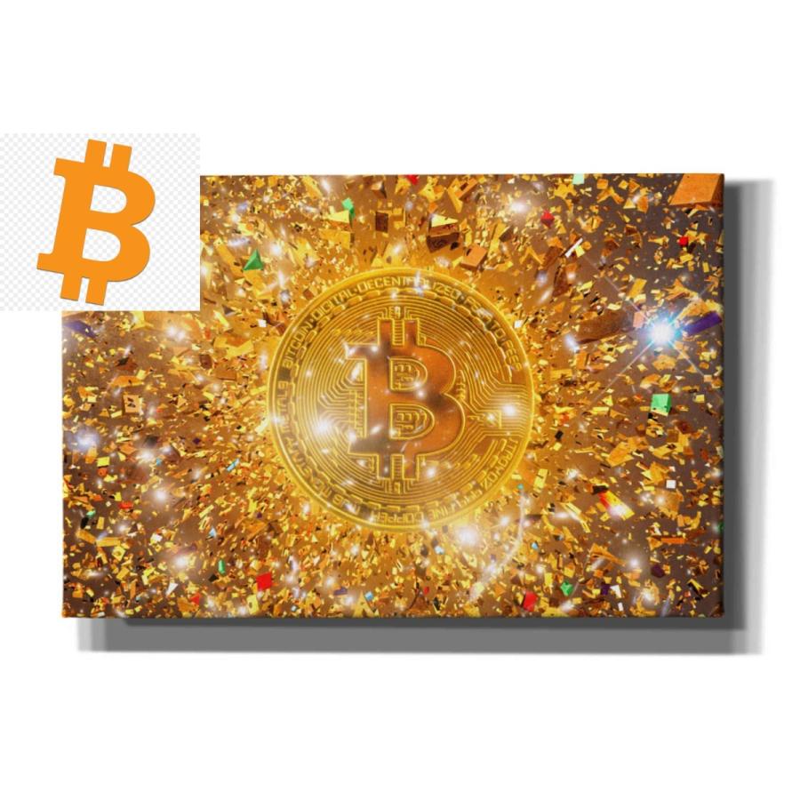 パネルアート Epic Graffiti 'Bitcoin Gilt ' 、 キャンバスウォールアート 、 40 インチx 26 インチ- showの画像