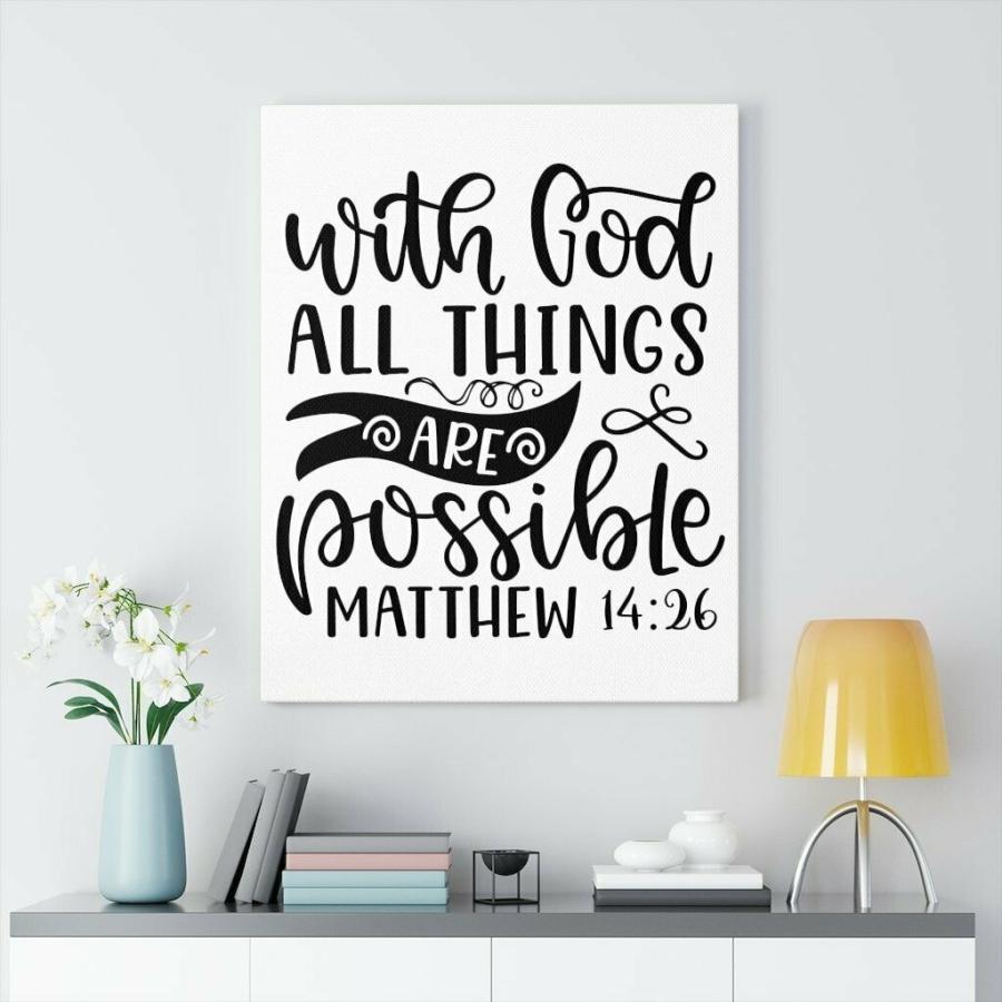 パネルアート Scripture Canvas With God Matthew 14:26 Christian Wall Art Bible Verの画像