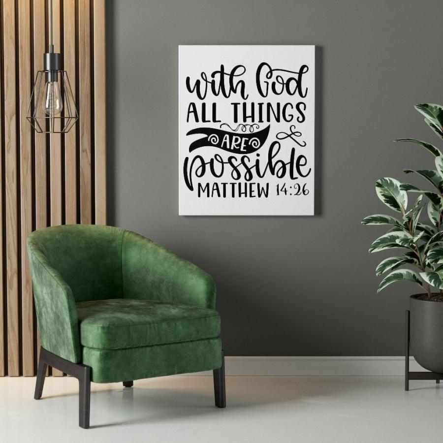 パネルアート Scripture Canvas With God Matthew 14:26 Christian Wall Art Bible Verの画像