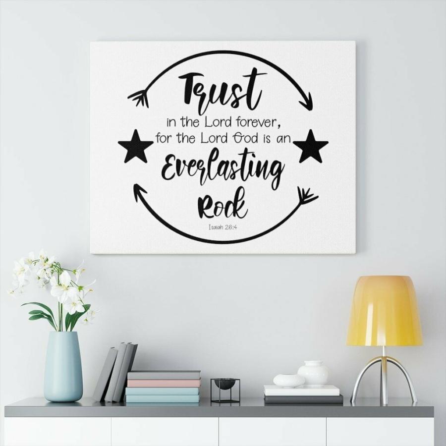 パネルアート Scripture Canvas Everlasting Rock Isaiah 26:4 Christian Wall Art Bibの画像