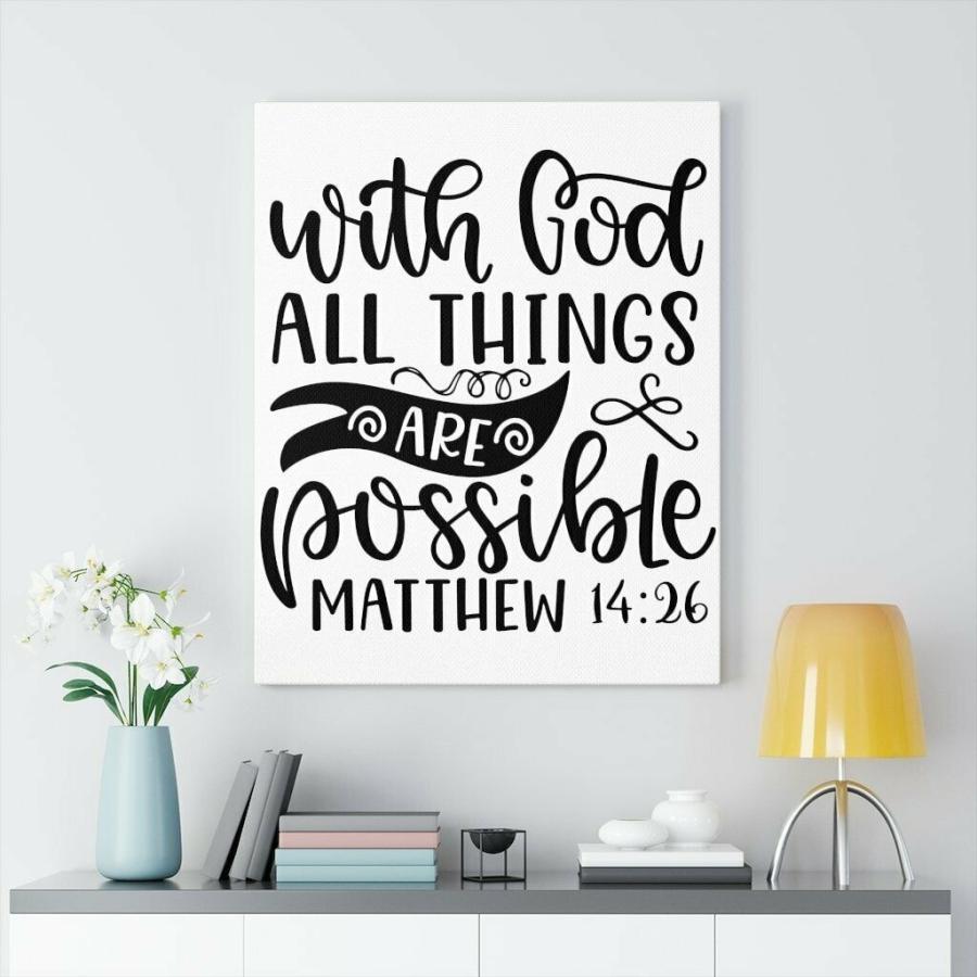 パネルアート Scripture Canvas Things Are Possible Matthew 14:26 Christian Wall Arの画像