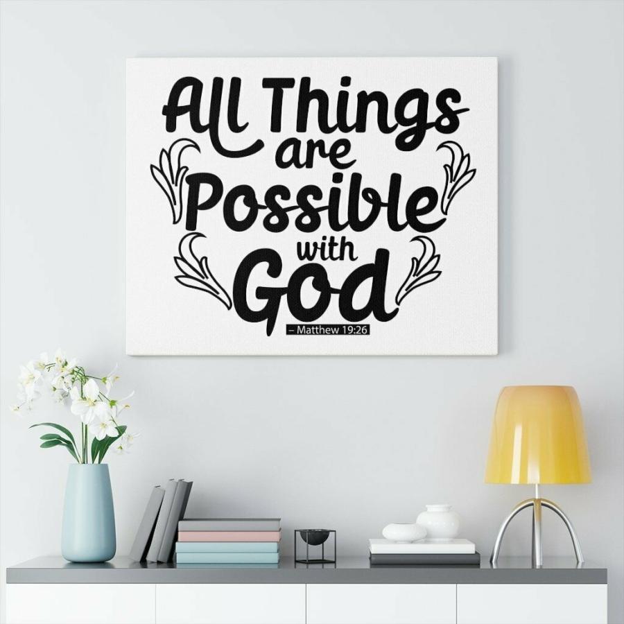 パネルアート Scripture Canvas Possible With God Matthew 19:26 Christian Wall Artの画像
