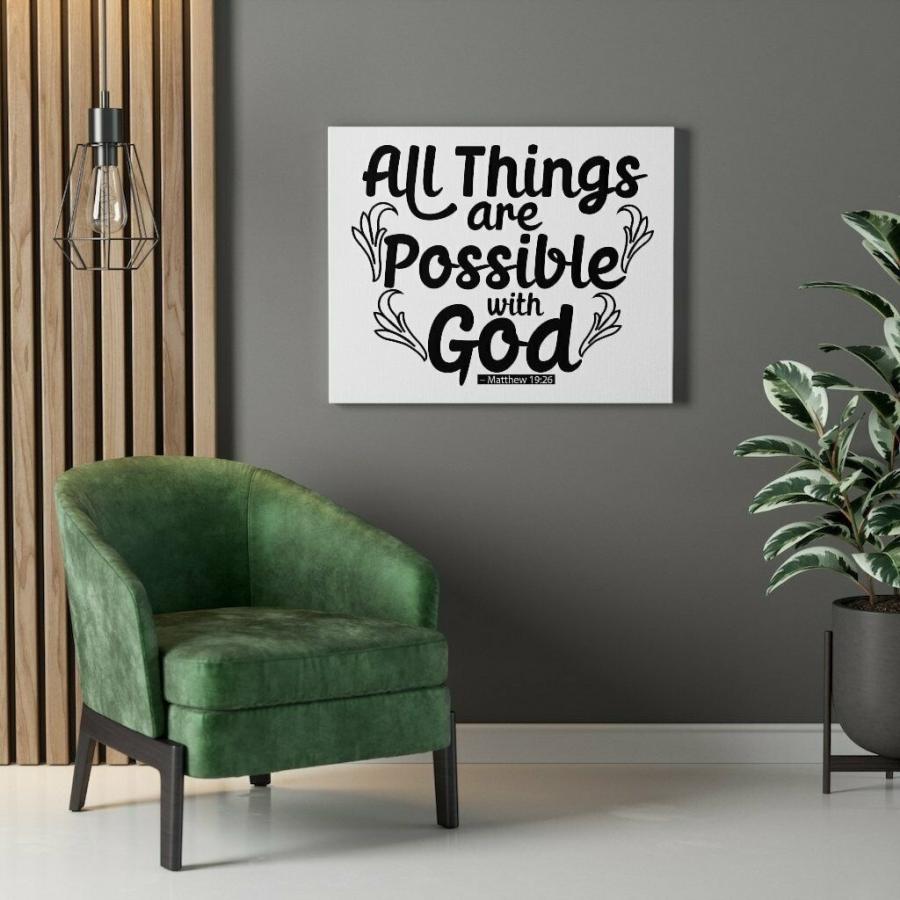 パネルアート Scripture Canvas Possible With God Matthew 19:26 Christian Wall Artの画像