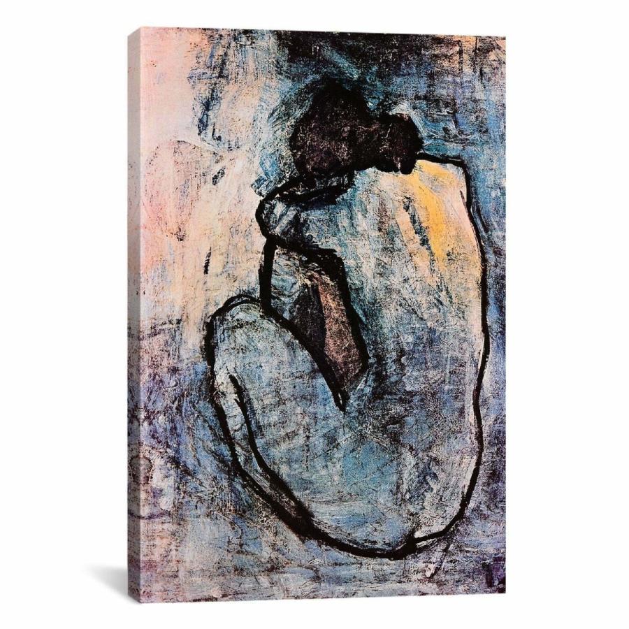 ダイアログボックス工芸 iCanvas Blue Nude by Pablo Picasso 帆布 刷り上げる ウォール 工芸 薄墨色 26 x 18- ウォールデコレーション-家具、インテリア-ファブリックパネル