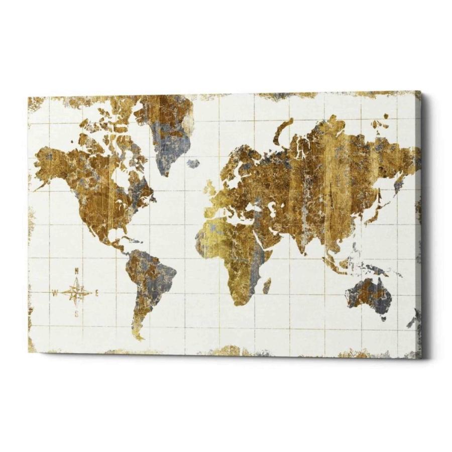 パネルアート Epic Graffiti \"Gilded Map\" Wild Apple Portfolio, Giclee キャンバスウォールアート