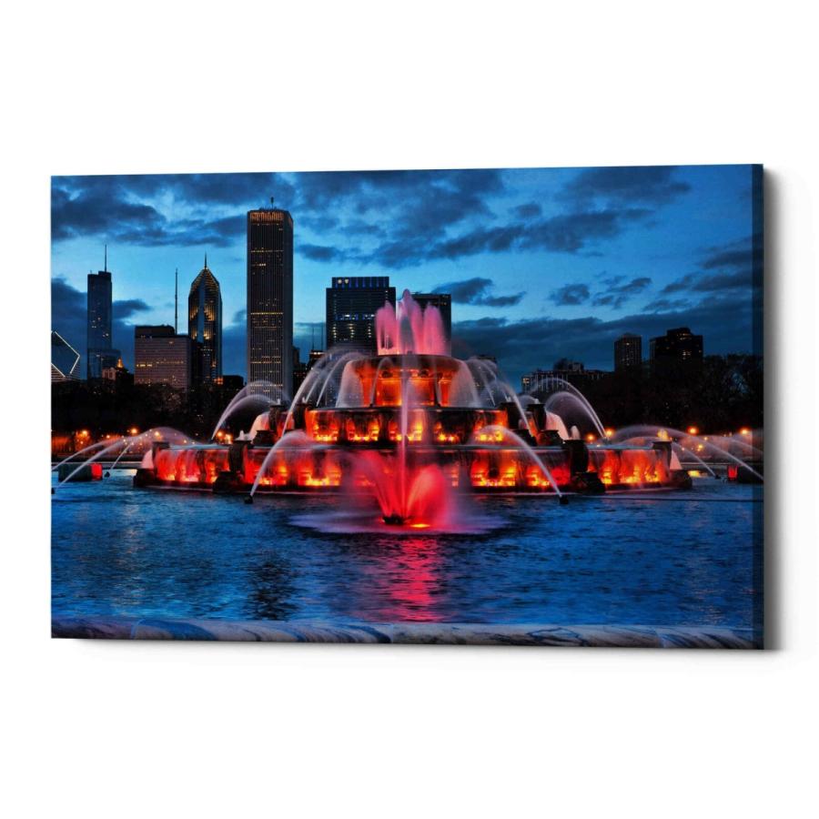 パネルアート Epic Graffiti \"Buckingham Fountain Lit,\" Giclee Canvas Wall Art- sho