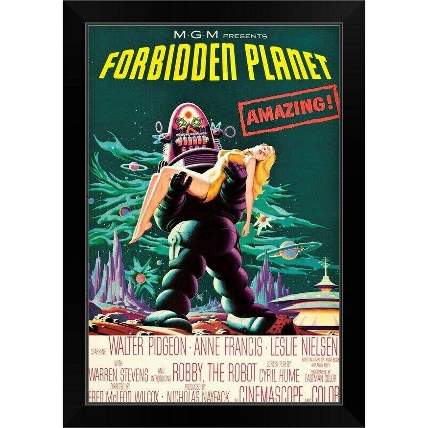 パネルアート 禁断の惑星-ヴィンテージ映画ポスター ブラック 額入り