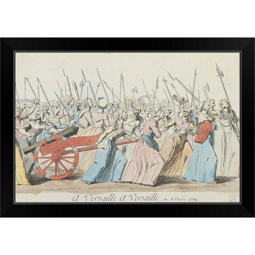 ダイアログボックス工芸 A Versailles A Versailles March of the Black Framed Wall Art Print, 家具、インテリア-ウォールデコレーション