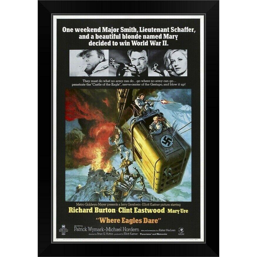 パネルアート Where Eagles Dare-ヴィンテージ ムービー ポスター ブラック フレーム ウォール アートプリント ムービー ホーム-