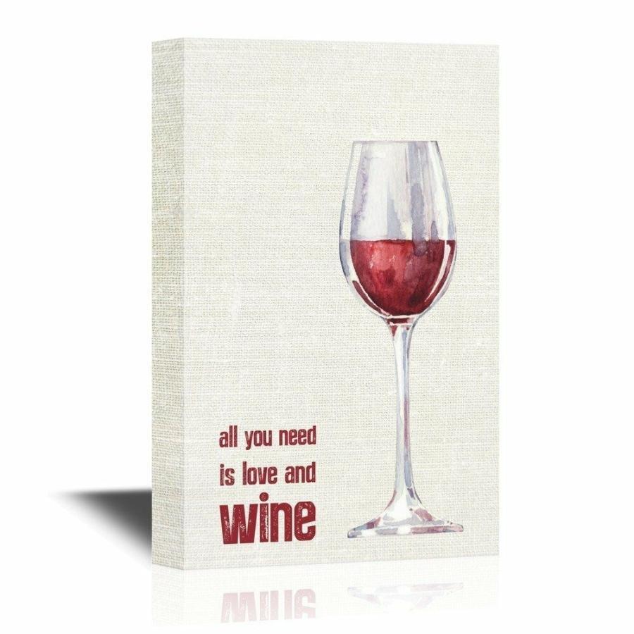 パネルアート Wall 26-Canvas Wall Art-All You Need is Love and Wine-Ready to Hang