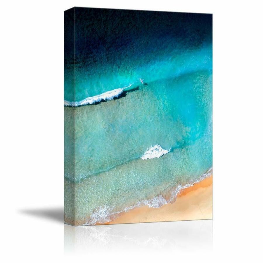 パネルアート 壁 26 キャンバス ウォール アート ブルー オーシャンビーチ ペインティング - 32x48インチ- show original t