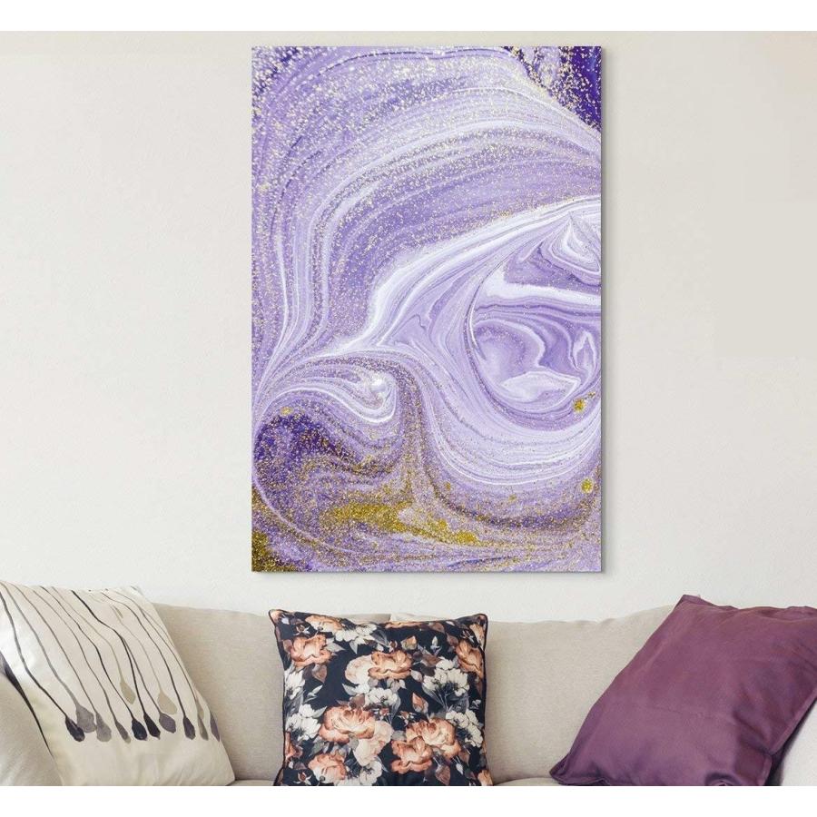 新入荷 Gold and Purple 26-Abstract Wall パネルアート Waves show 32x48インチ- - Gallery-CVS ファブリックパネル