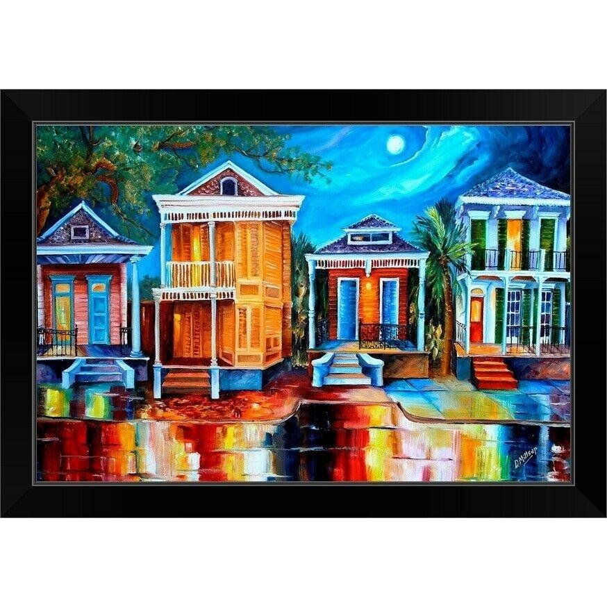 パネルアート Moon Over New Orleans Black Framed Wall Art Print New Orleans Home D