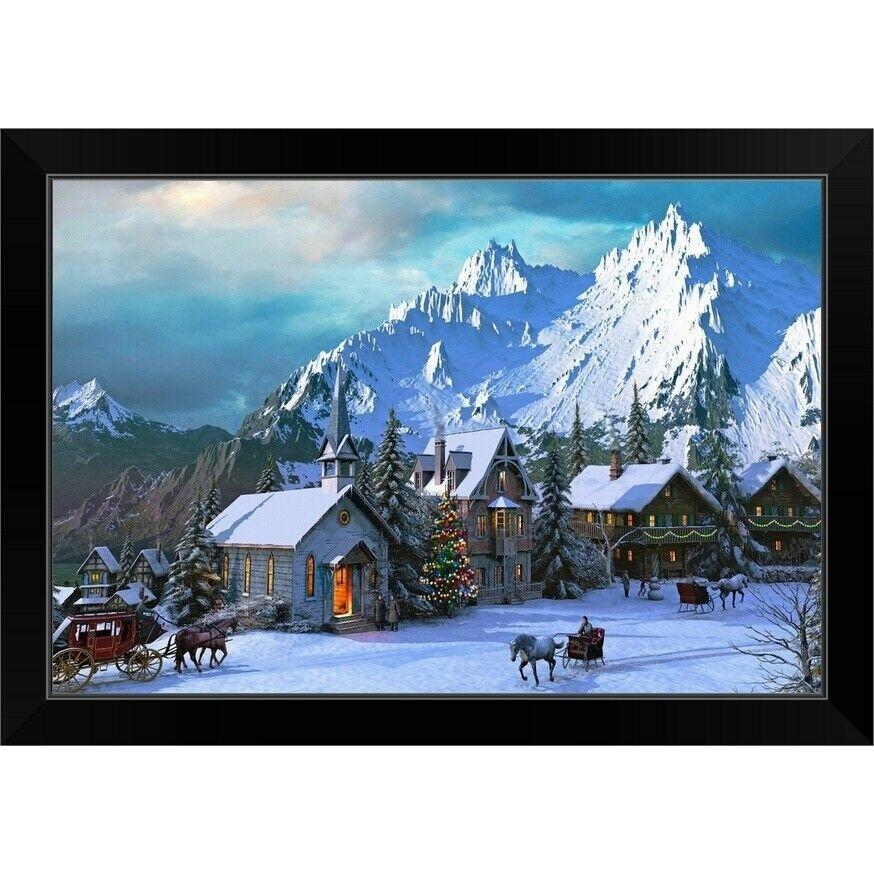 パネルアート Alpine Christmas Black Framed Wall Art Print Home Decor- show origin