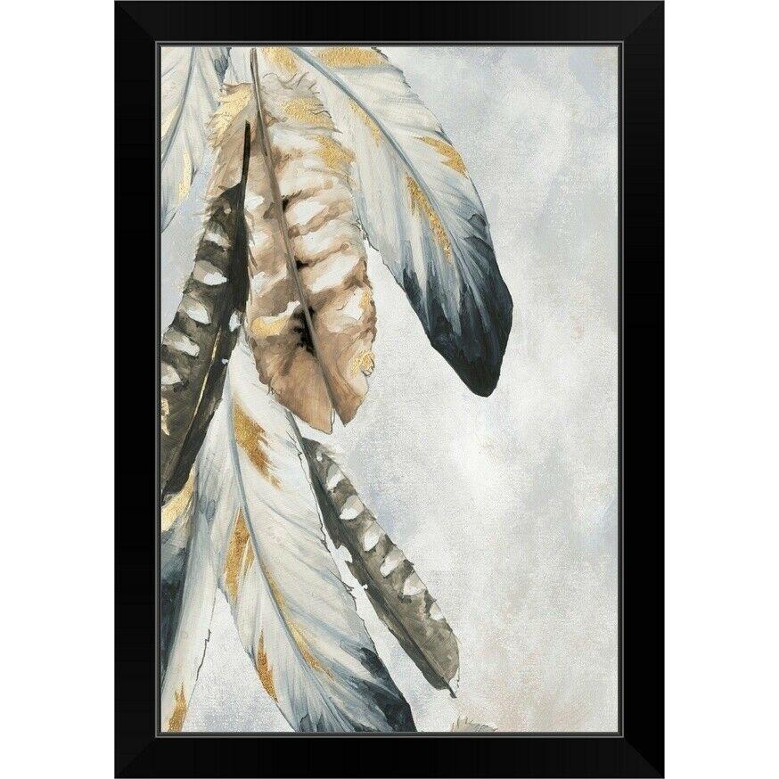 パネルアート Golden Bunch Black Framed Wall Art Print, Bird Home Decor- show orig
