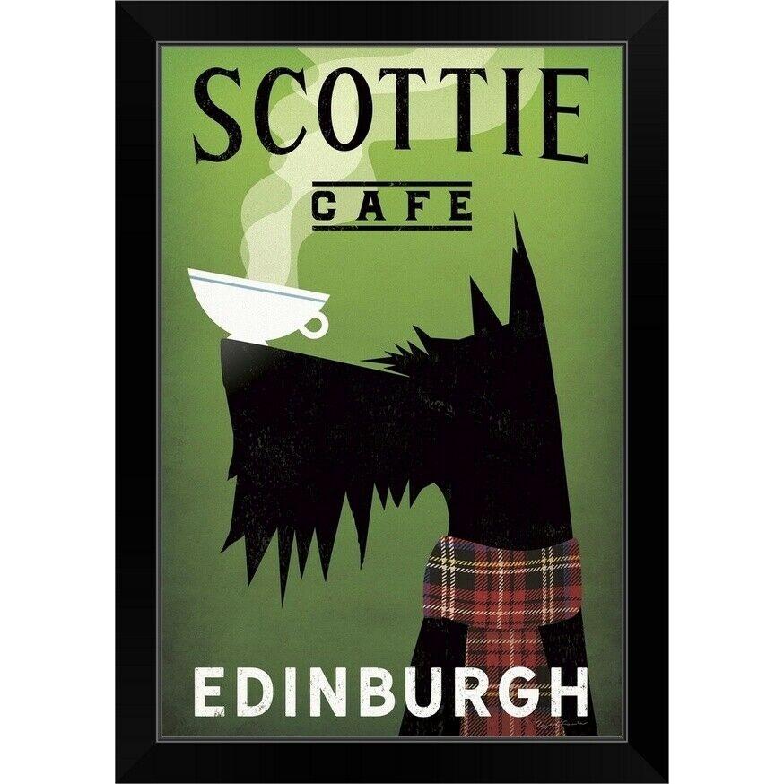 ダイアログボックス工芸 Scottie Cafe 黒いこと枠組み ウォールアートプリント 、 犬の家のかざり付ける- show original title ウォールデコレーション-ファブリックパネル-家具、インテリア