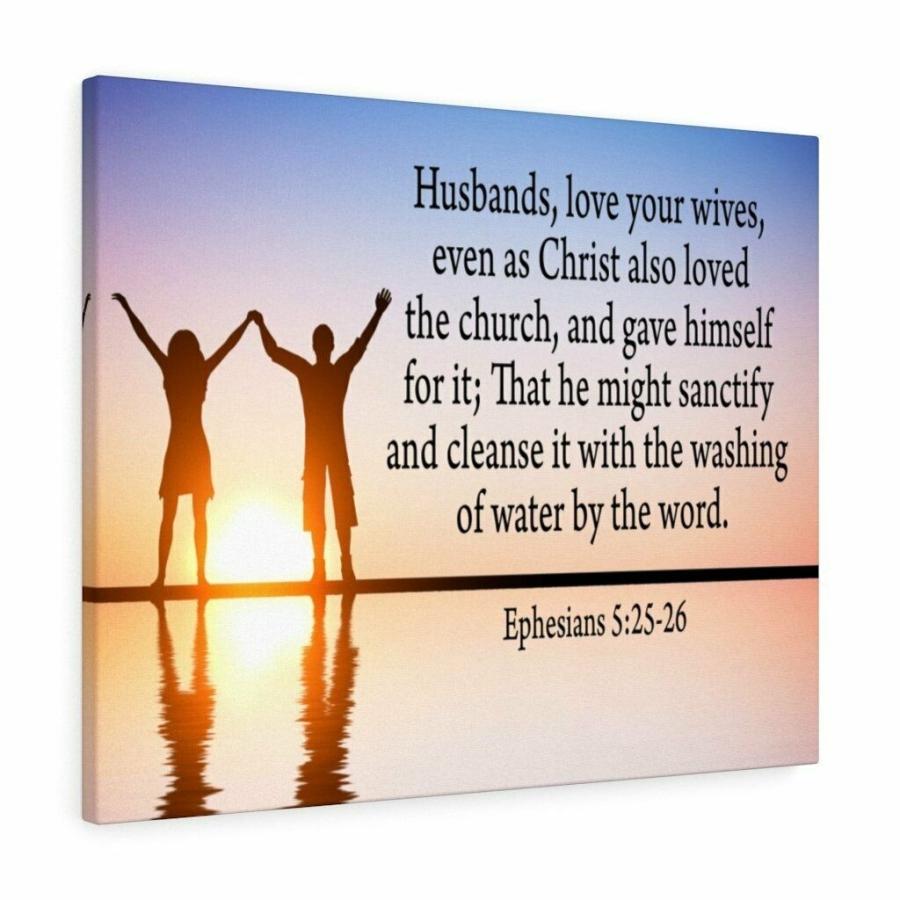 パネルアート Scripture Canvas Husband Love Ephesians 5:25-26 Christian Wall Art B