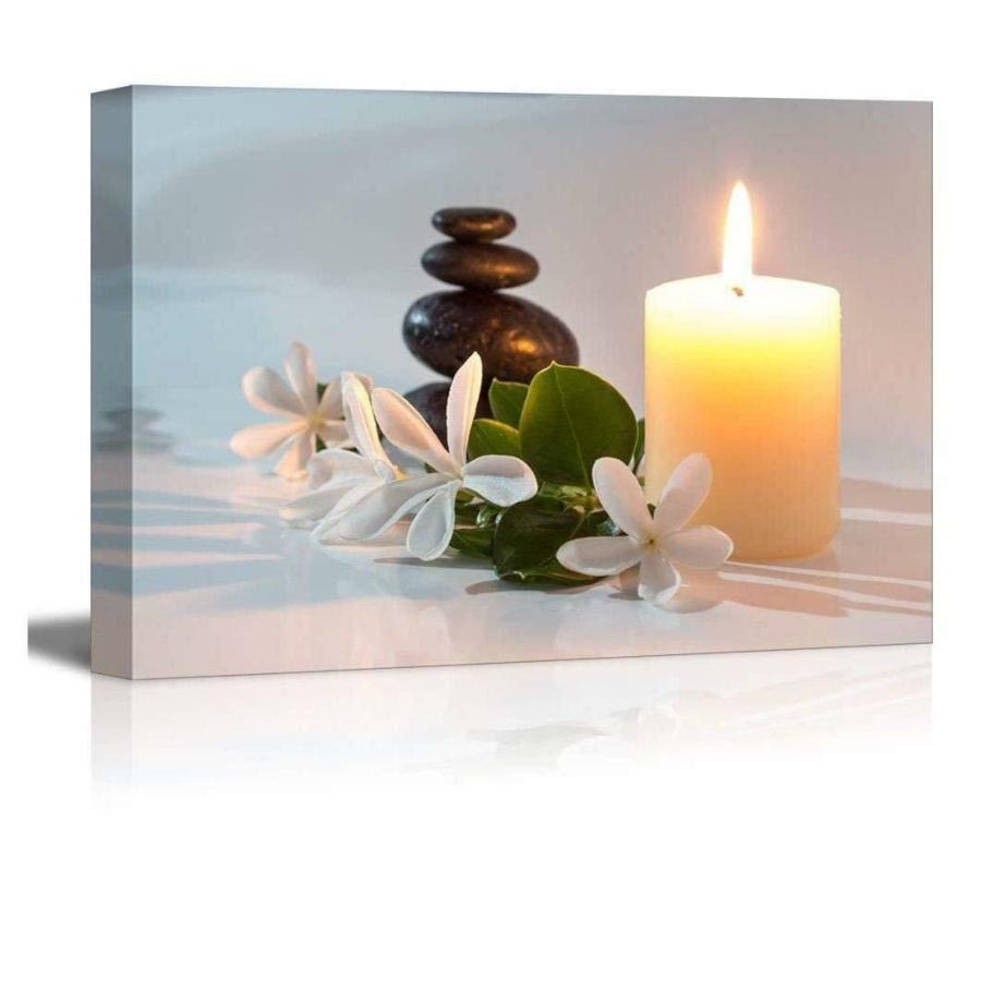 パネルアート Wall 26 Tiare Flowers Candle and Black Stone Spa Concept-CVS - 32\" x