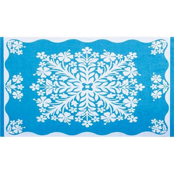 ネット限定 今治産ハワイアン柄リバーシブルタオルケット ブルー 1枚 代引不可 布団 寝具 Aou Edu Sd