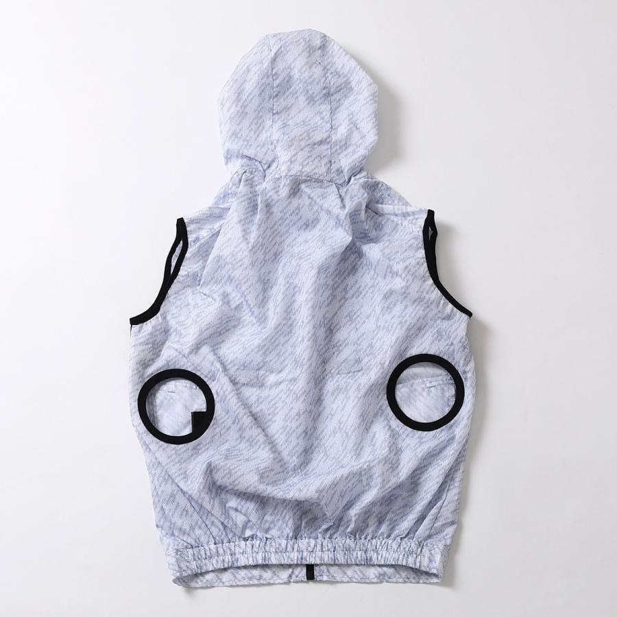 空調作業服 熱中症 熱中症対策 熱射病 服のみ 白地に縦縞柄プリント 便利な電池操作 ポリエステル100% フード付きベスト トルネードラカン TR1691 |  | 04