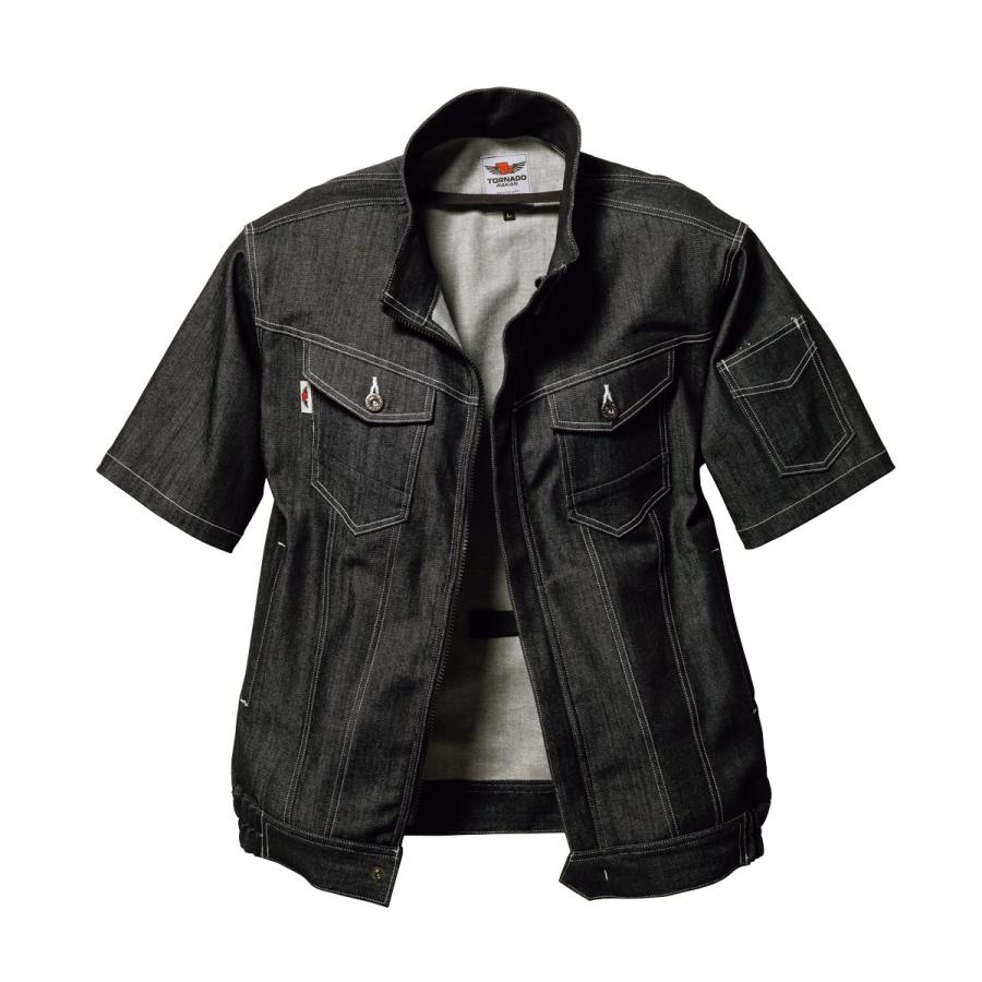 空調作業服 熱中症 熱中症対策 熱射病 服のみ 半袖ブルゾン デニム風 綿74%ポリ26% 撃涼の通風性 楽らく電池操作 トルネードラカン TR2251【在庫限り】 |  | 03