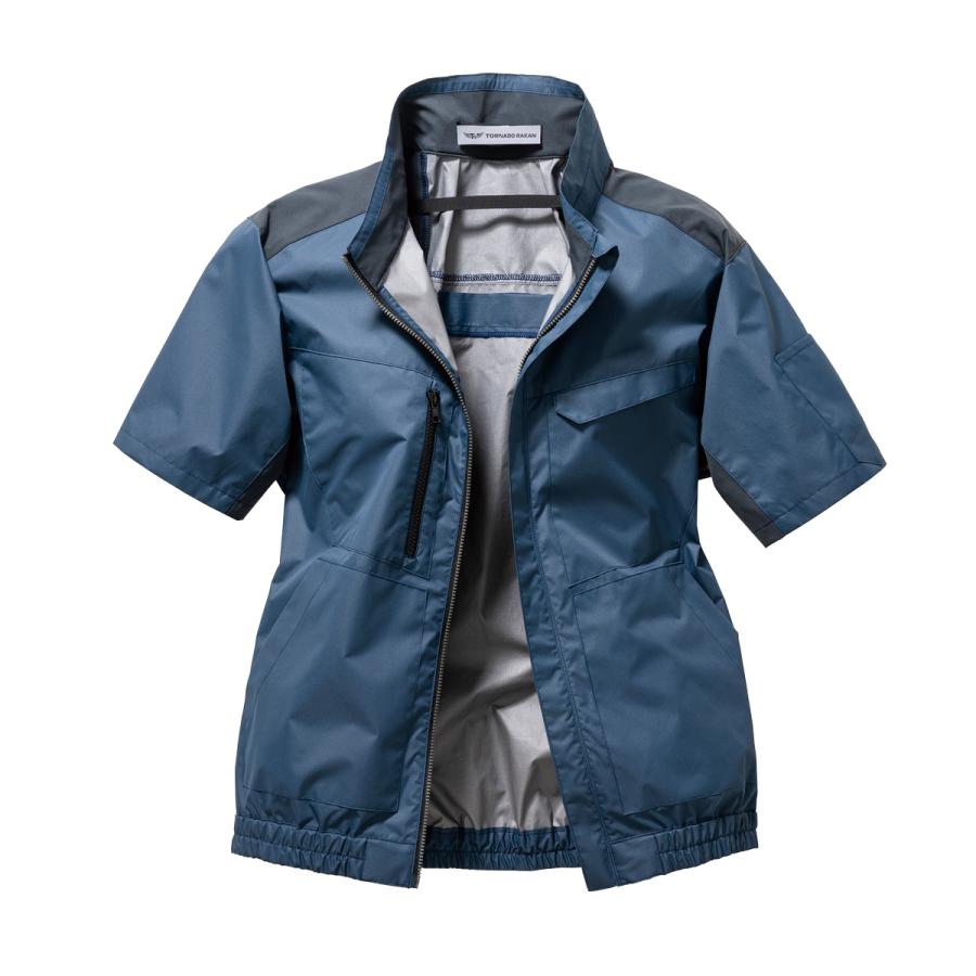 空調作業服 熱中症 熱中症対策 熱射病 服のみ 半袖 ポリエステル100% アルミ遮光 UVカット 便利な電池操作 トルネードラカン TRA1751 |  | 01