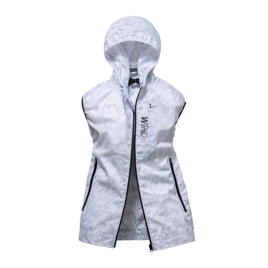 空調作業服 熱中症 熱中症対策 熱射病 服のみ フード付きベスト 白地に縦縞柄プリント 激涼の通風性 便利な電池操作 ポリエステル100% WinDo W1691【在庫限り】 |  | 01